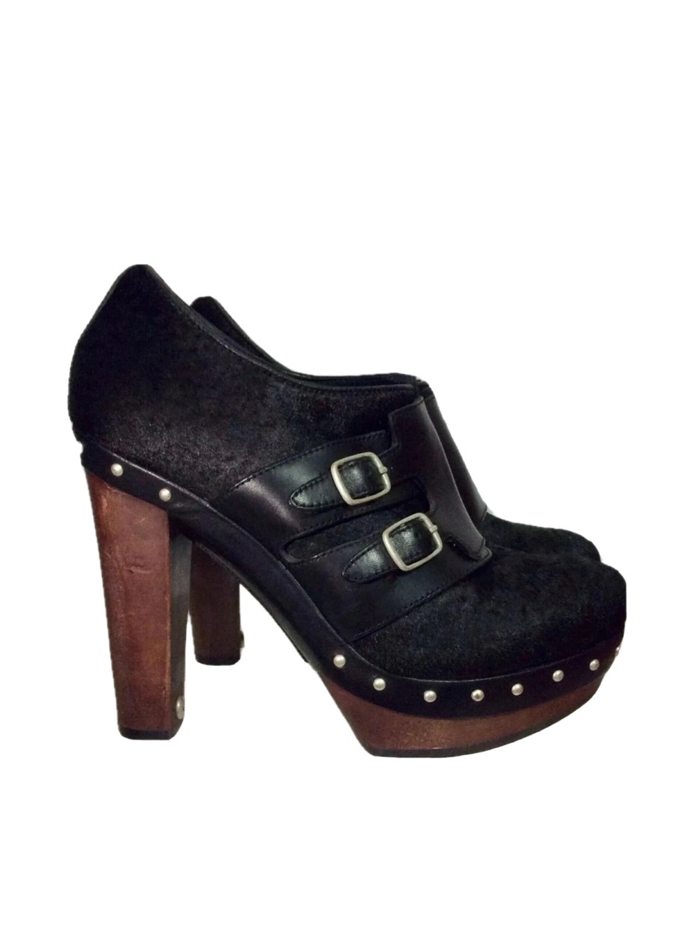 UGG Austalia | ILLANA Black Calf Hair Leather Shepra Lined Booties | sz 6.5